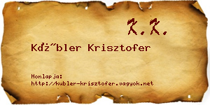 Kübler Krisztofer névjegykártya